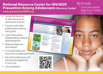 screen shot showing National Resource Center for HIV/AIDS Prevention Among Adolescents (Resource Center Postcard